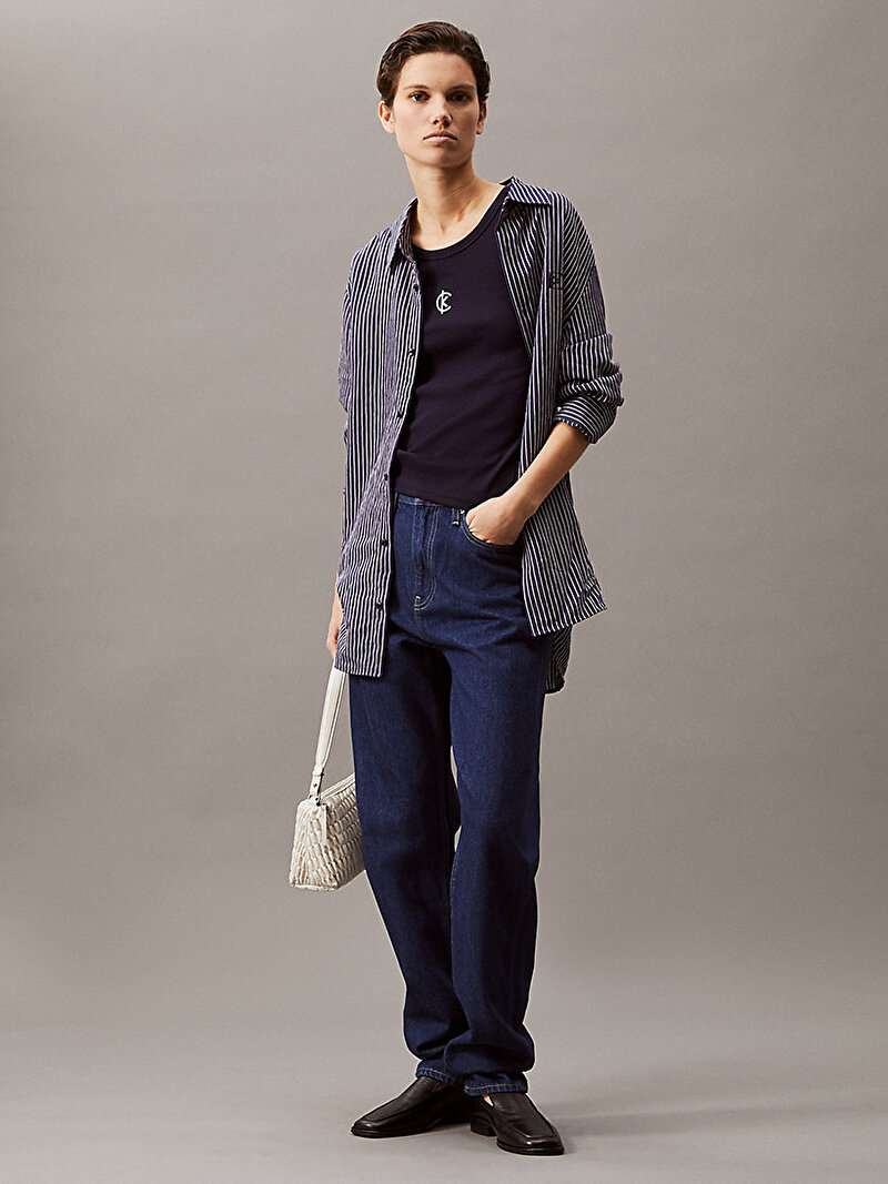 Calvin Klein Mavi Renkli Kadın Cotton Contour Tank Top