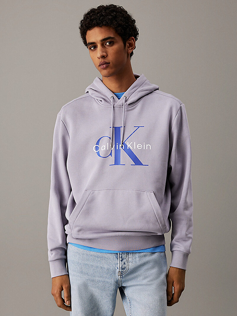 Calvin Klein Mor Renkli Erkek Monologo Fleece Sweatshirt