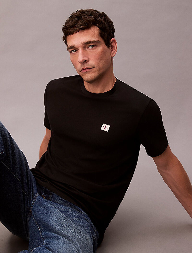 Calvin Klein Siyah Renkli Erkek Badge 30s Jersey T-shirt