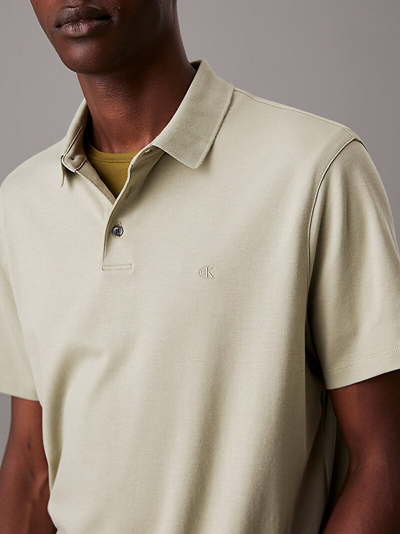 Calvin Klein Yeşil Renkli Erkek Supima Chest Polo T-shirt