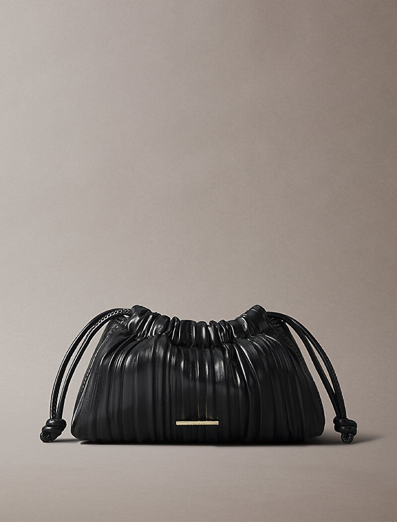 Calvin Klein Siyah Renkli Kadın Drawstring Plisse Çapraz Çanta