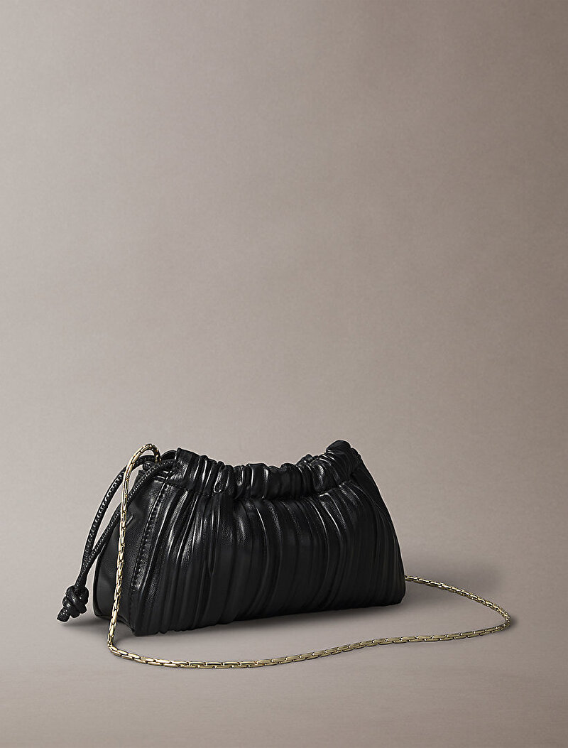 Calvin Klein Siyah Renkli Kadın Drawstring Plisse Çapraz Çanta