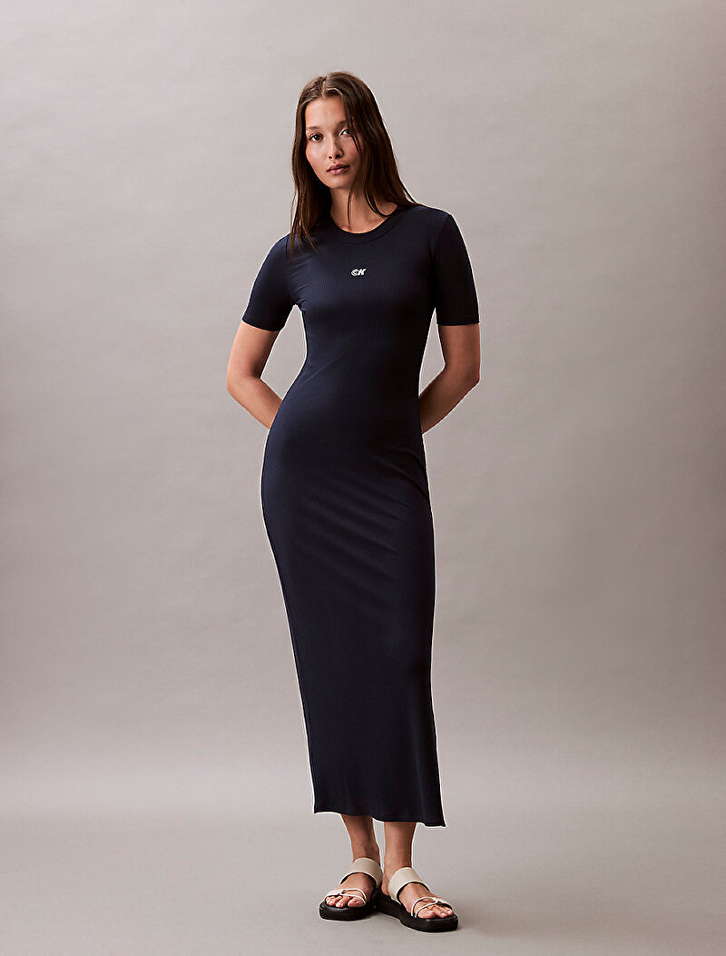 Calvin Klein Lacivert Renkli Kadın Modal Rib Elbise