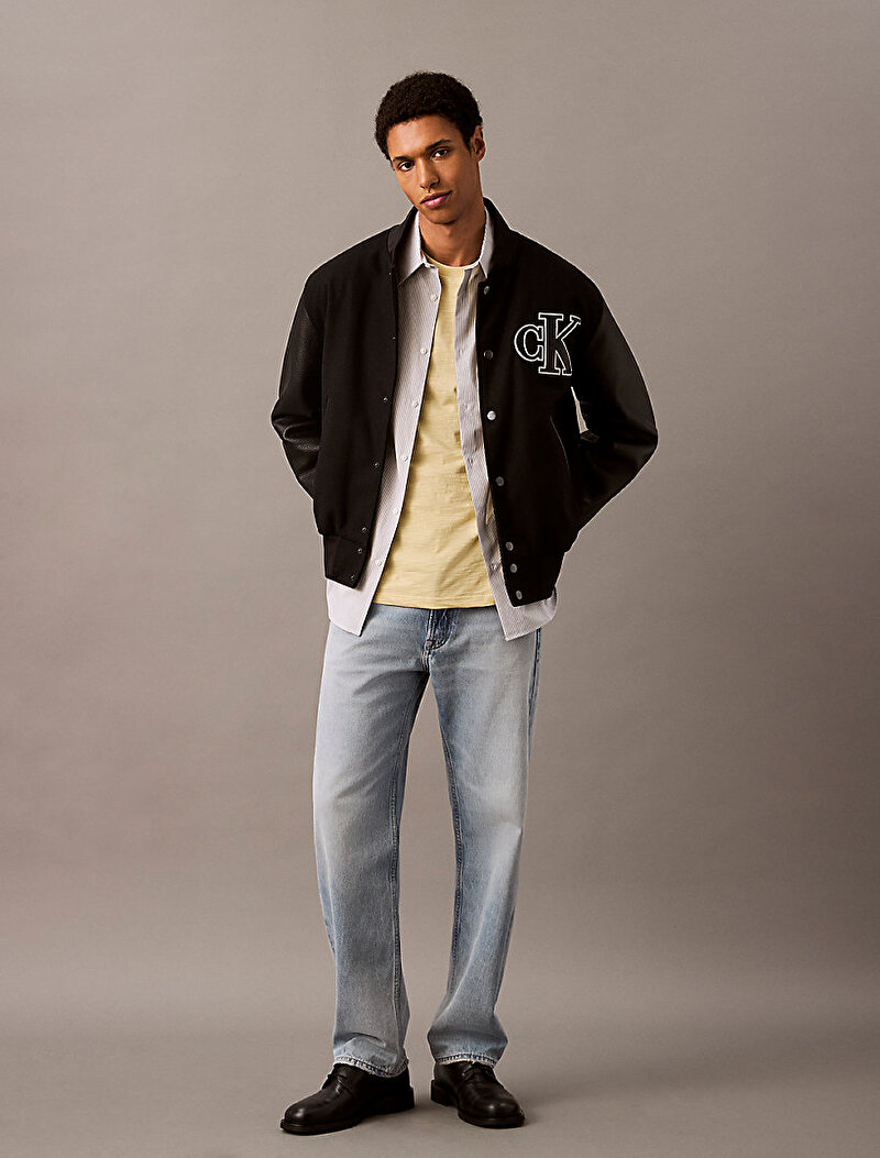 Calvin Klein Beyaz Renkli Erkek Thin Stripe Stretch Gömlek