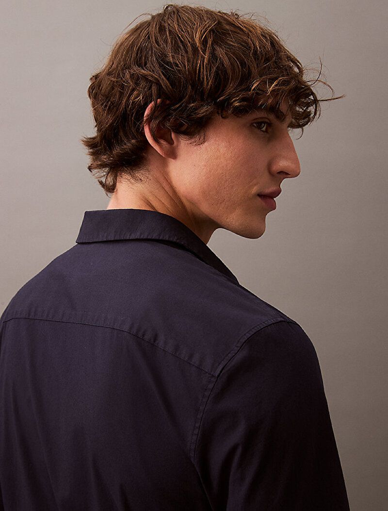 Calvin Klein Lacivert Renkli Erkek Solid Stretch Slim Gömlek