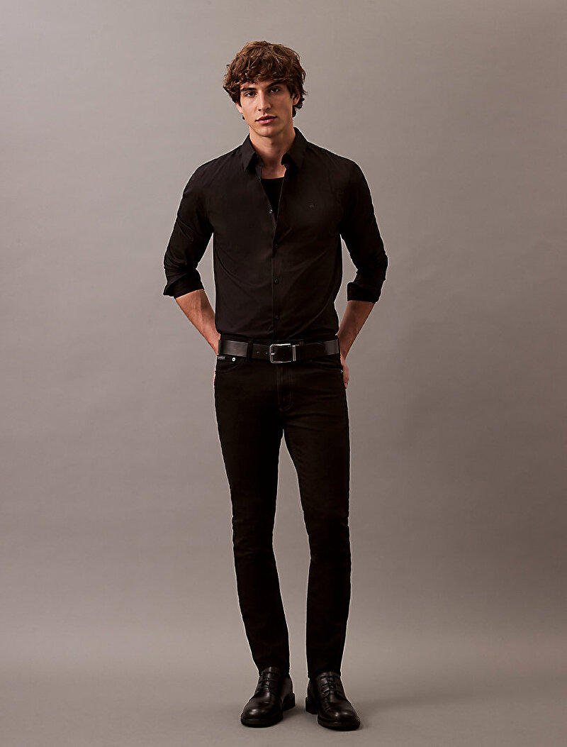 Calvin Klein Siyah Renkli Erkek Solid Stretch Slim Gömlek
