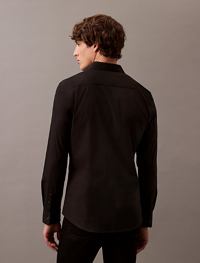 Calvin Klein Siyah Renkli Erkek Solid Stretch Slim Gömlek