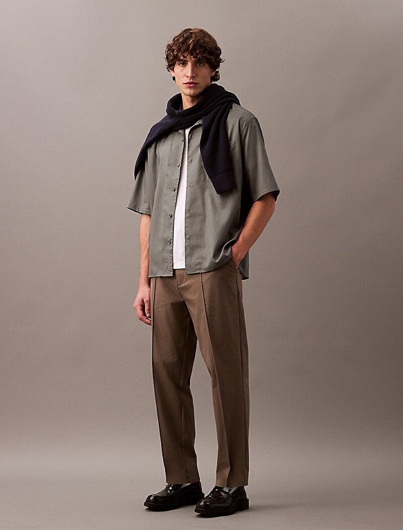 Calvin Klein Yeşil Renkli Erkek Cotton Gauze Relax Gömlek