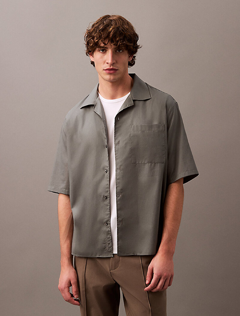 Calvin Klein Yeşil Renkli Erkek Cotton Gauze Relax Gömlek