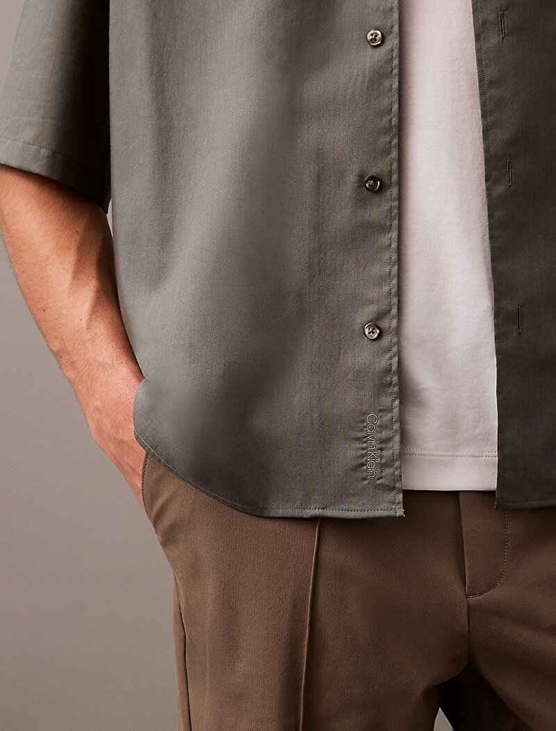 Calvin Klein Yeşil Renkli Erkek Cotton Gauze Relax Gömlek