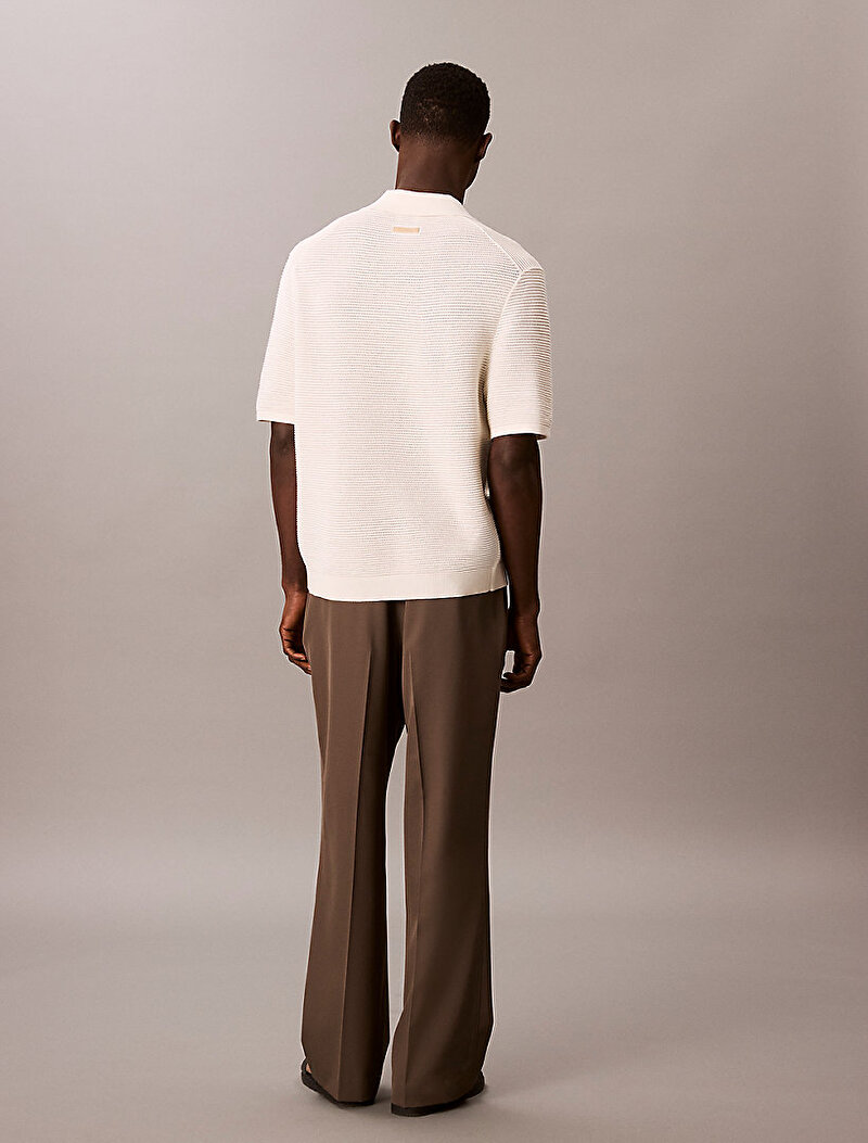 Calvin Klein Beyaz Renkli Erkek Snowy Tech Knit Polo T-shirt