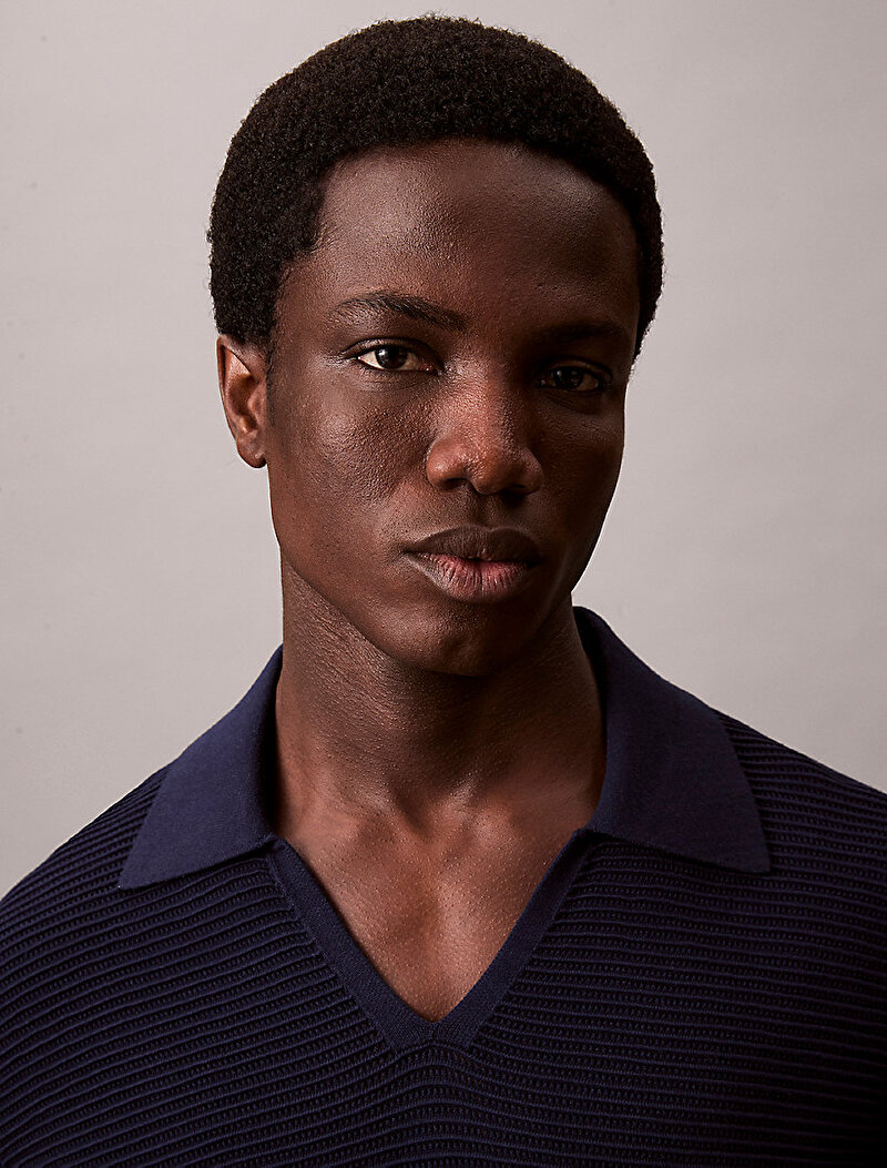 Calvin Klein Lacivert Renkli Erkek Snowy Tech Knit Polo T-shirt