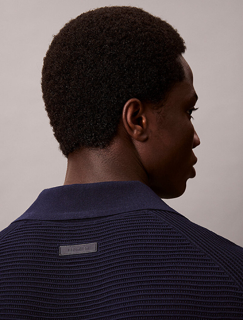 Calvin Klein Lacivert Renkli Erkek Snowy Tech Knit Polo T-shirt