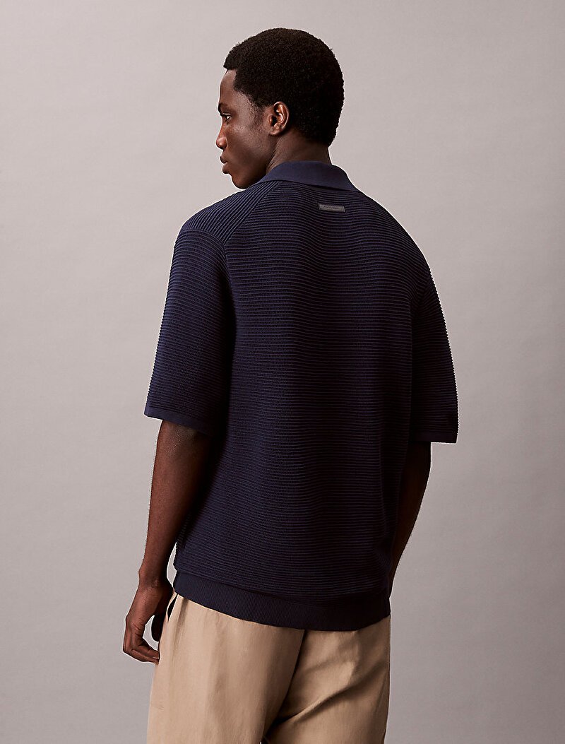 Calvin Klein Lacivert Renkli Erkek Snowy Tech Knit Polo T-shirt