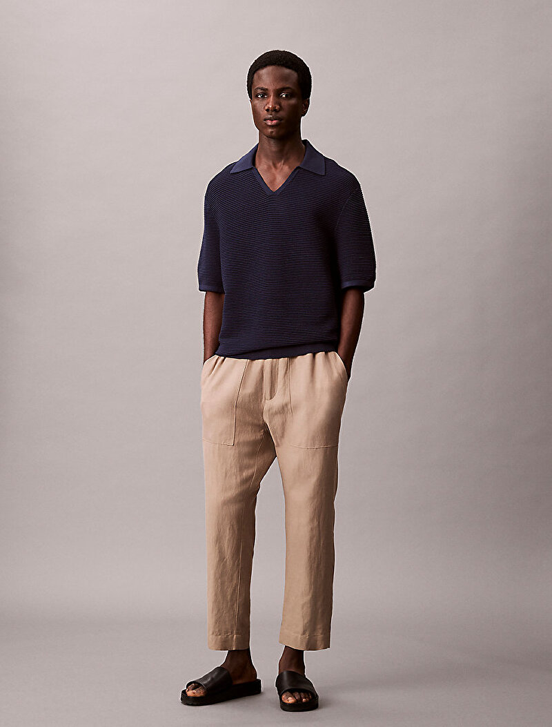 Calvin Klein Lacivert Renkli Erkek Snowy Tech Knit Polo T-shirt