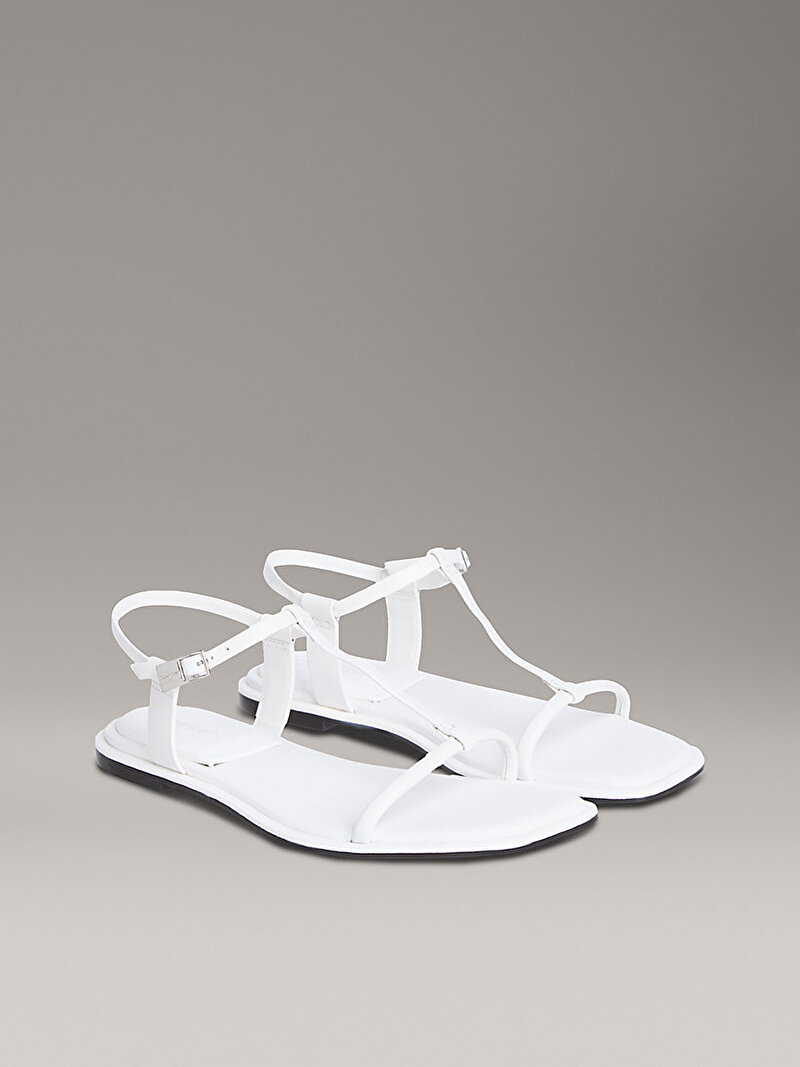 Calvin Klein Beyaz Renkli Kadın Flat Squared Sandalet