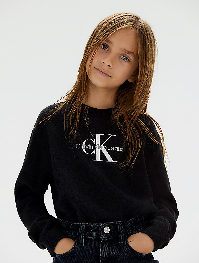 Calvin Klein Siyah Renkli Kız Çocuk Monologo Sweatshirt