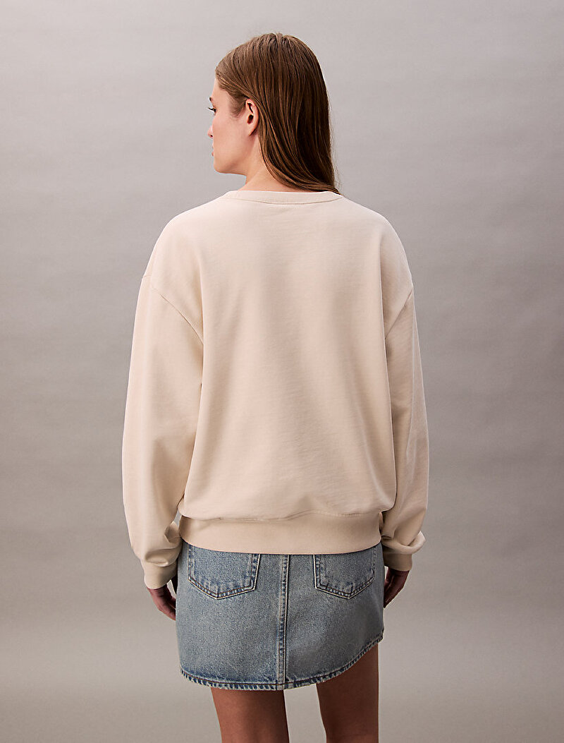 Calvin Klein Bej Renkli Kadın Monologo French Sweatshirt