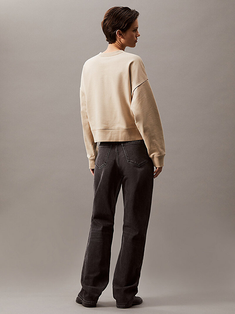 Calvin Klein Bej Renkli Kadın Monologo French Sweatshirt