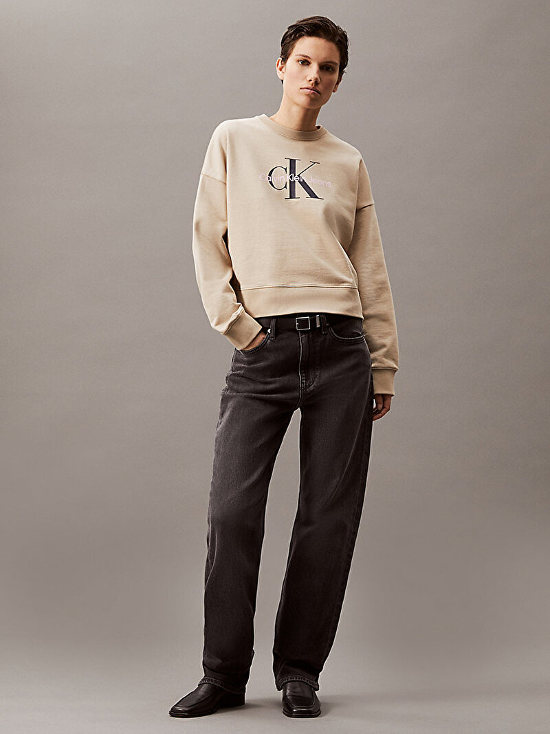 Calvin Klein Bej Renkli Kadın Monologo French Sweatshirt