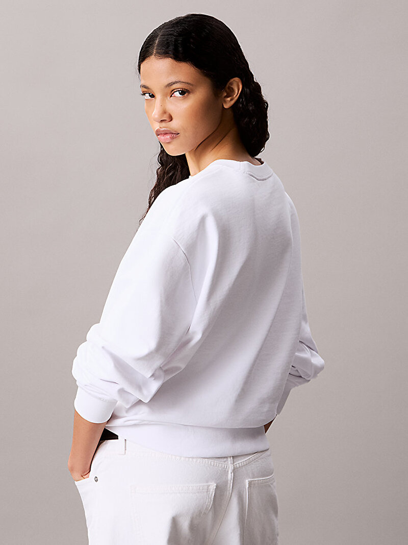 Calvin Klein Beyaz Renkli Kadın Monologo French Sweatshirt