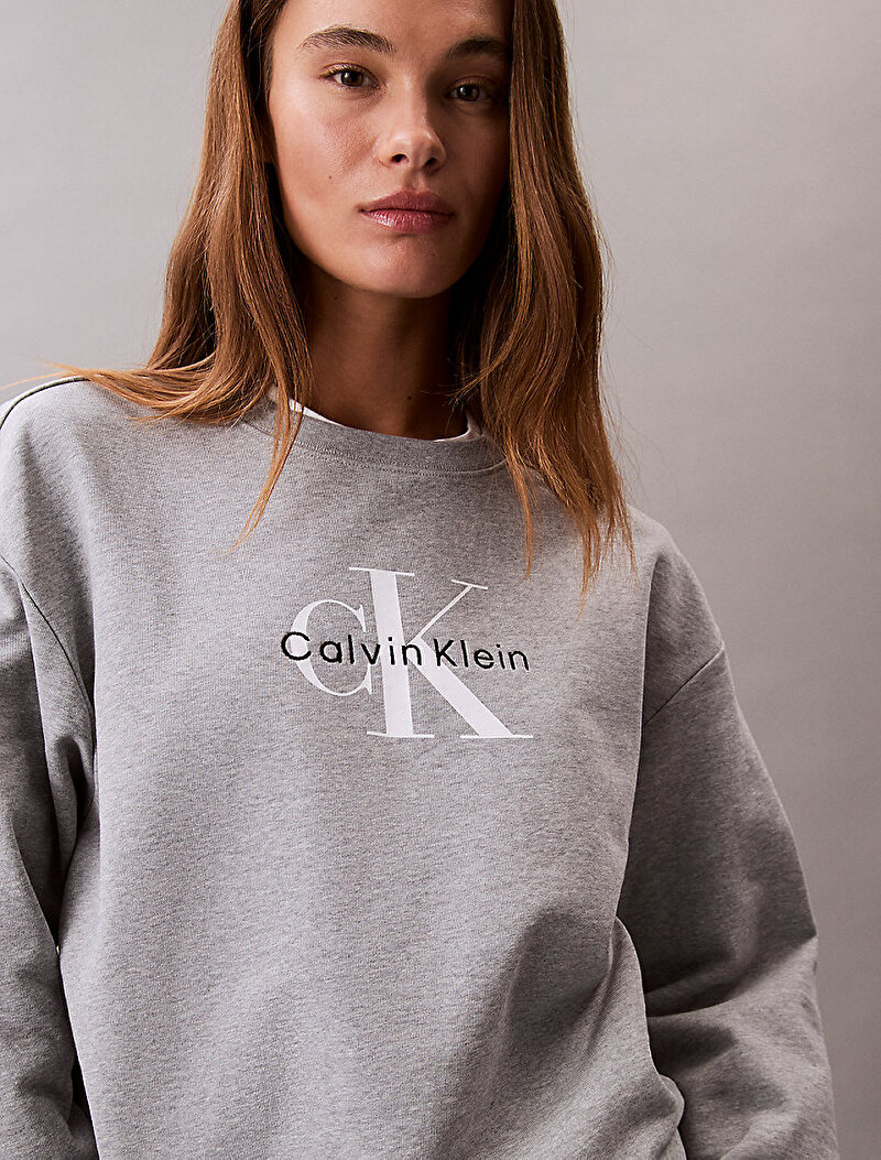 Calvin Klein Gri Renkli Kadın Monologo French Sweatshirt