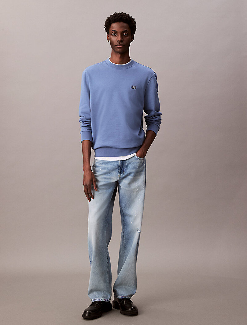 Calvin Klein Mavi Renkli Erkek Badge Sweatshirt