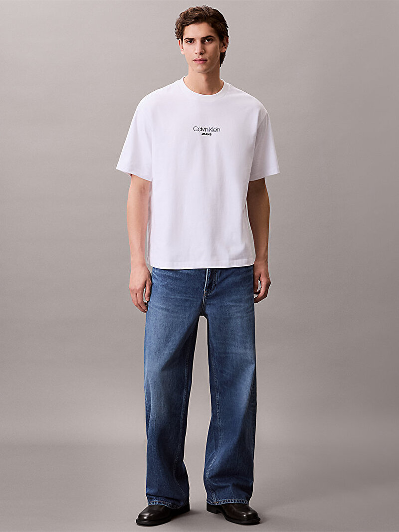 Calvin Klein Beyaz Renkli Erkek Relaxed Fit T-shirt