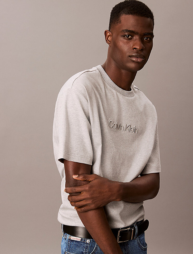 Calvin Klein Gri Renkli Erkek Fashion Logo T-shirt