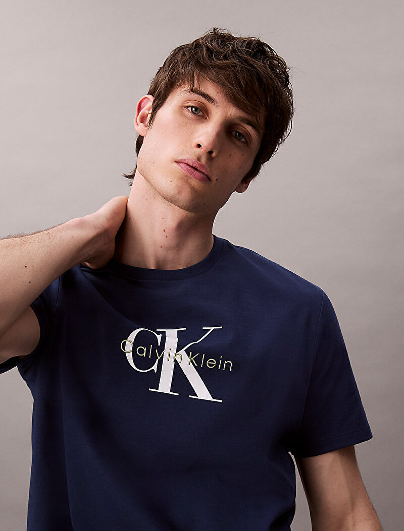 Calvin Klein Mavi Renkli Erkek Hero Monologo T-shirt