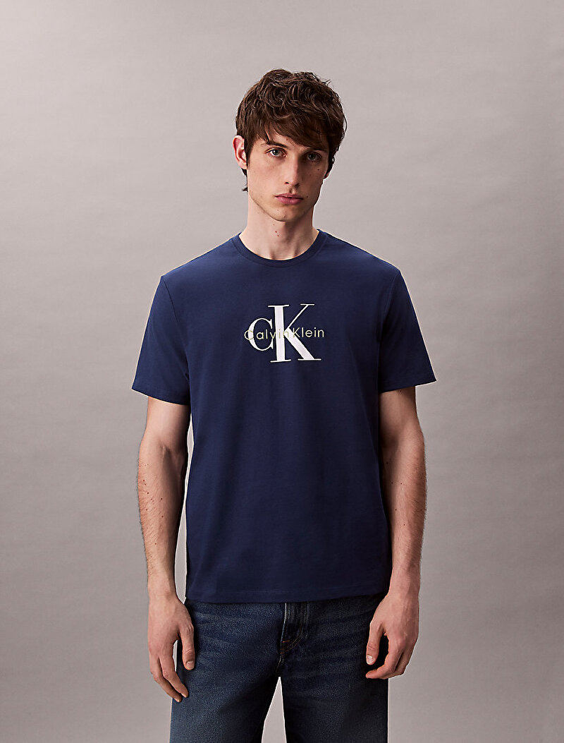 Calvin Klein Mavi Renkli Erkek Hero Monologo T-shirt