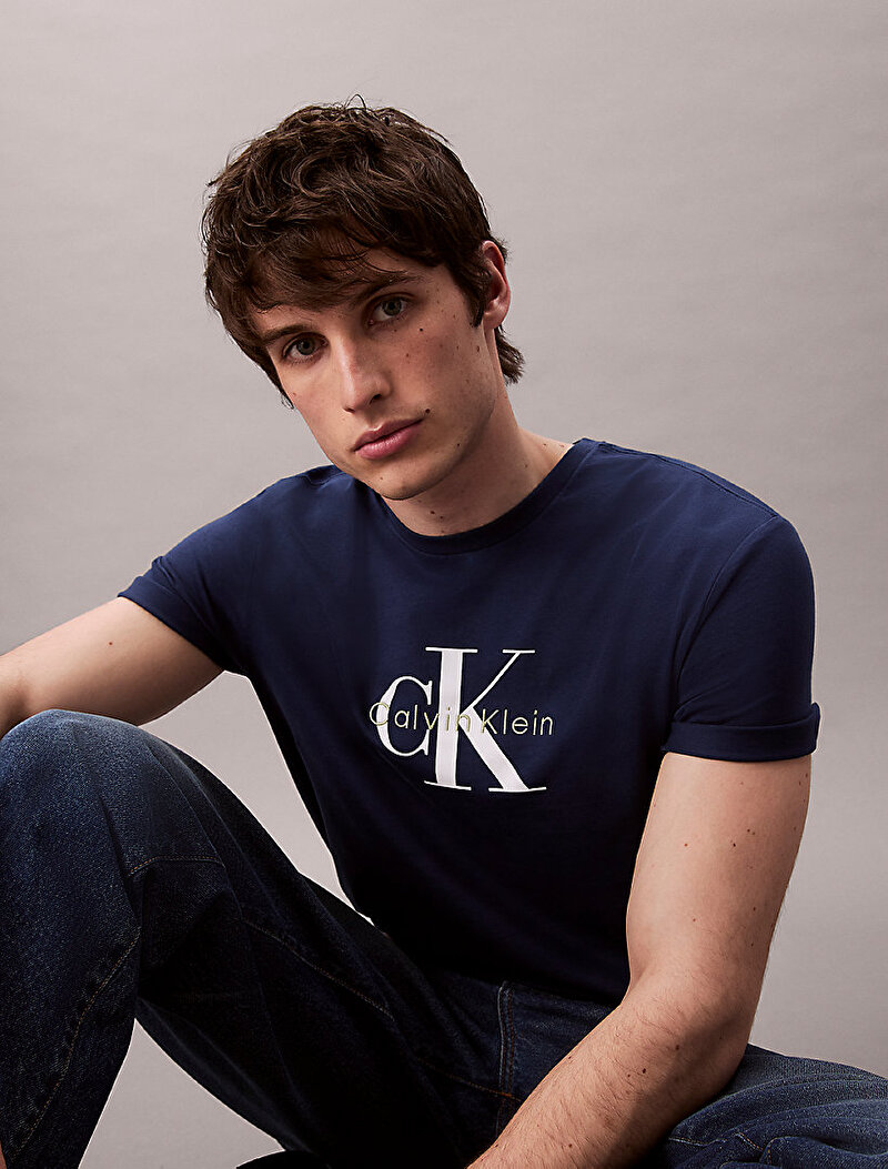 Calvin Klein Mavi Renkli Erkek Hero Monologo T-shirt