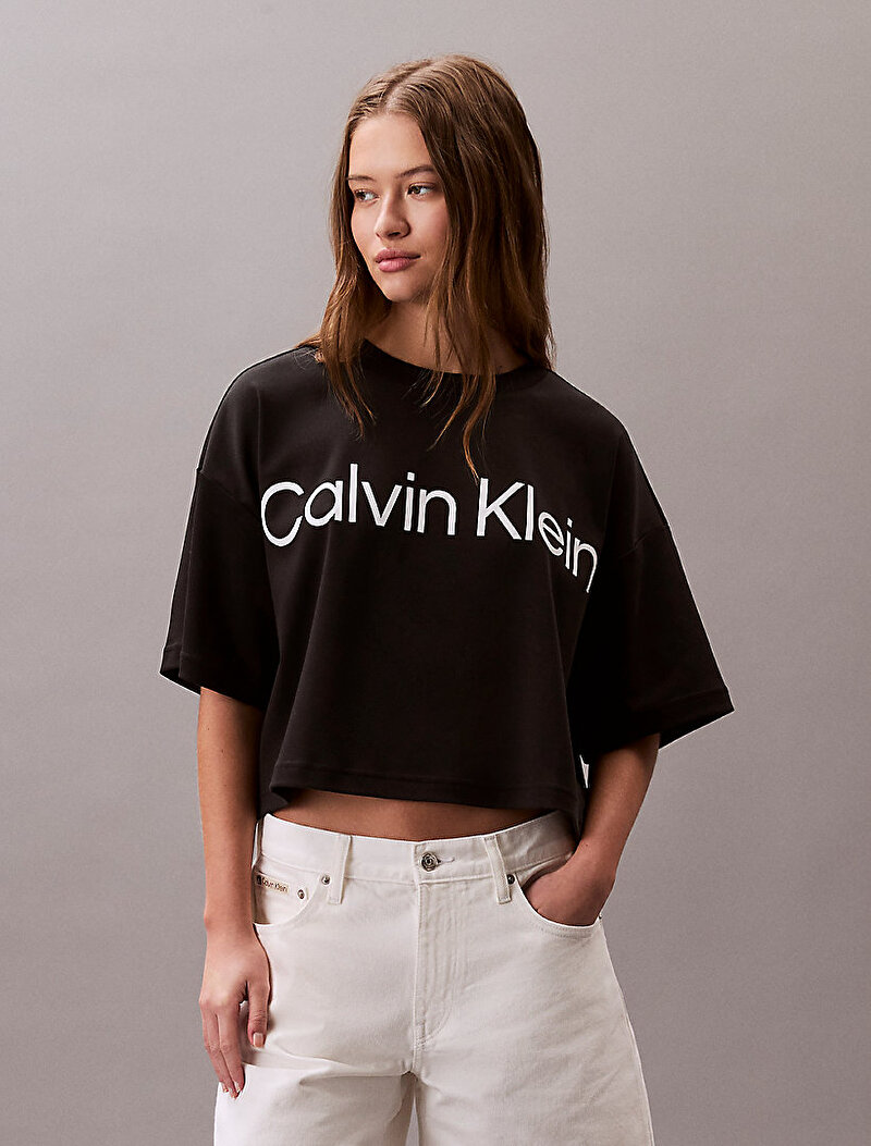 Calvin Klein Siyah Renkli Kadın Boxy Logo Graphic T-shirt