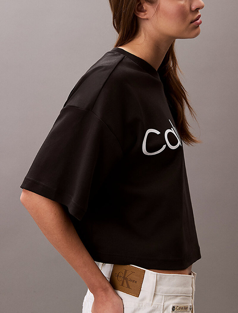 Calvin Klein Siyah Renkli Kadın Boxy Logo Graphic T-shirt