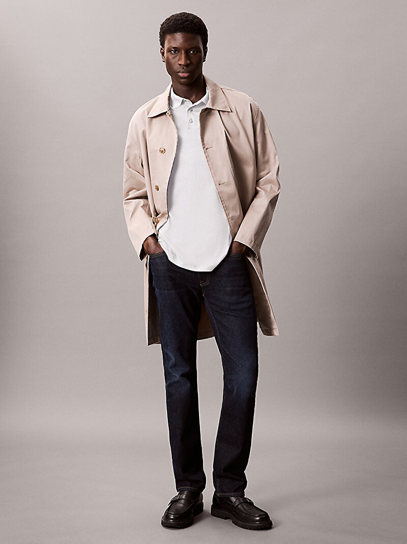 Calvin Klein Beyaz Renkli Erkek Supima Chest Polo T-shirt