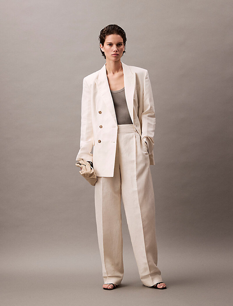 Kadın Relaxed Linen Blazer