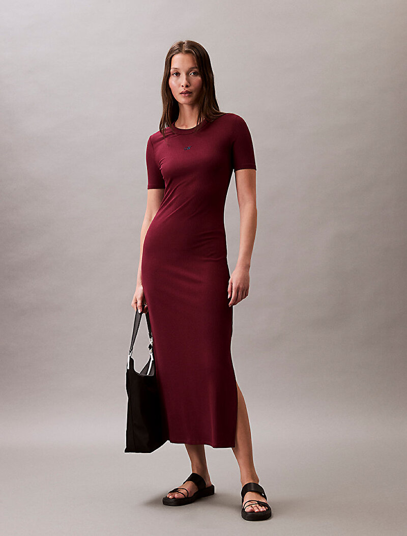 Calvin Klein Kırmızı Renkli Kadın Modal Rib Elbise
