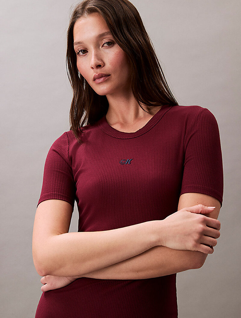 Calvin Klein Kırmızı Renkli Kadın Modal Rib Elbise