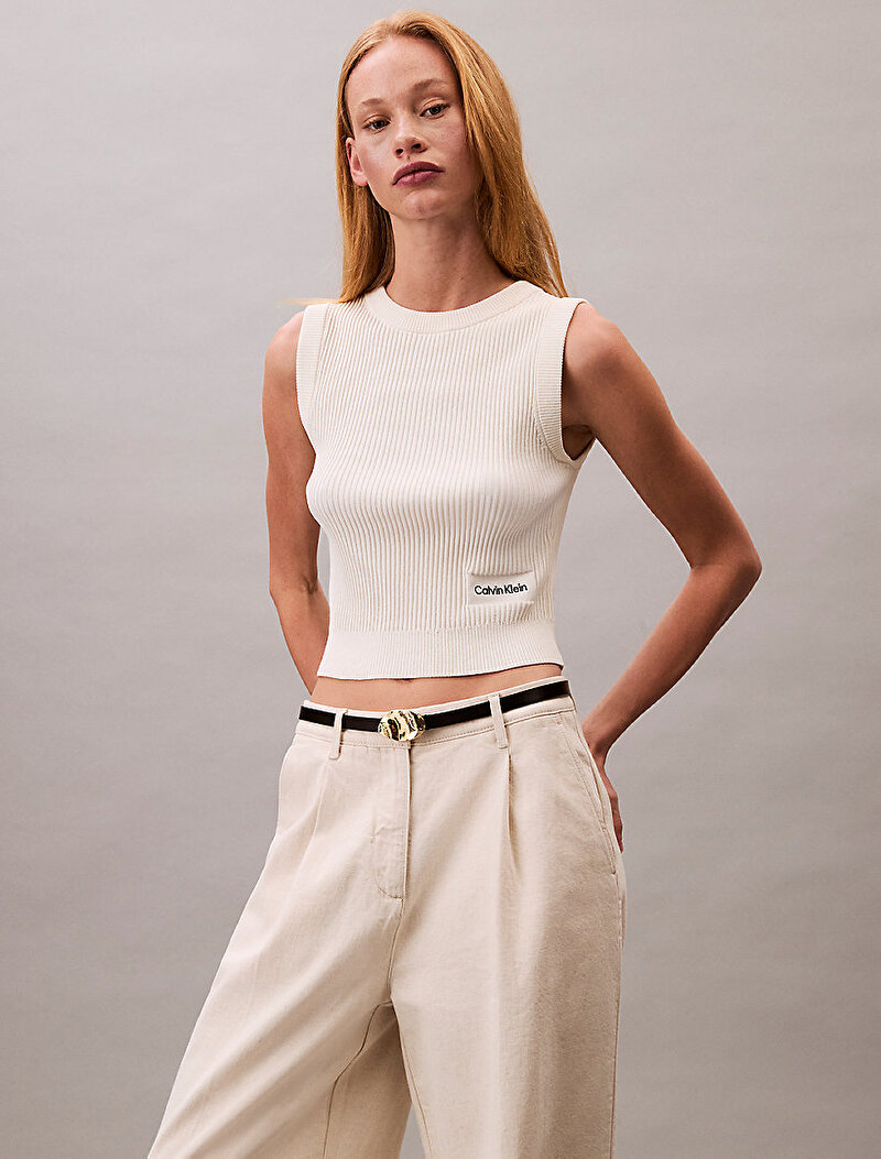 Calvin Klein Beyaz Renkli Kadın Viscose Nylon Tank Top