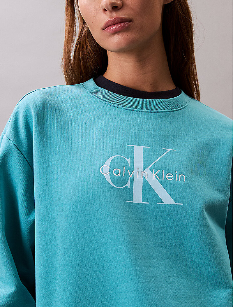 Calvin Klein Mavi Renkli Kadın Monologo French Sweatshirt