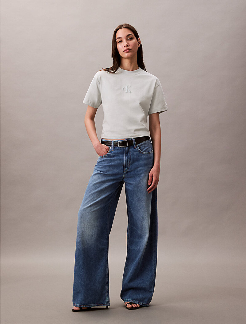 Calvin Klein Bej Renkli Kadın Crop T-shirt
