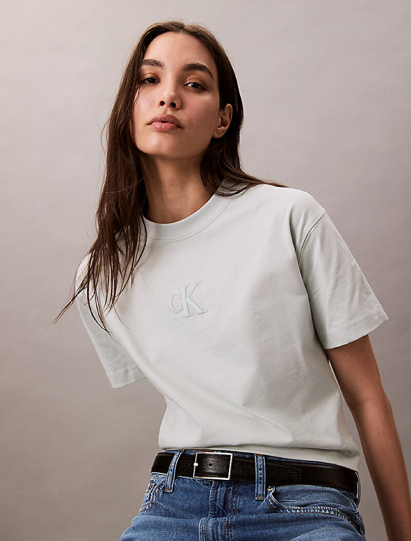 Calvin Klein Bej Renkli Kadın Crop T-shirt