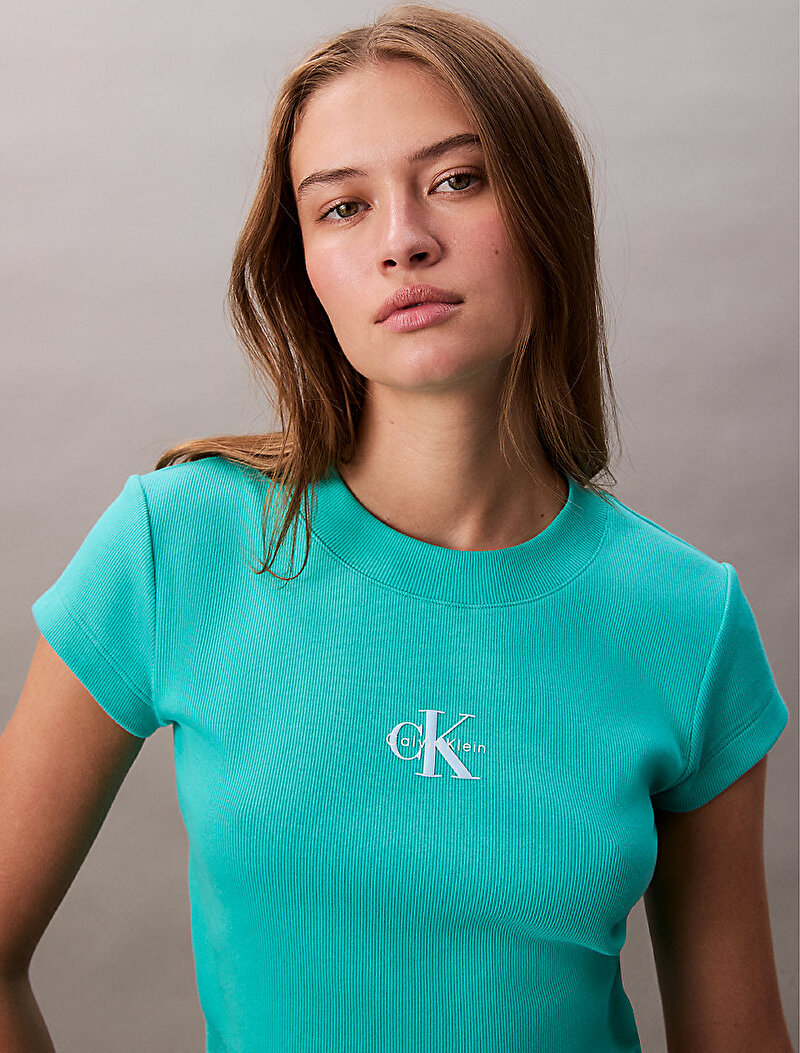 Calvin Klein Mavi Renkli Kadın Monogram Baby T-shirt