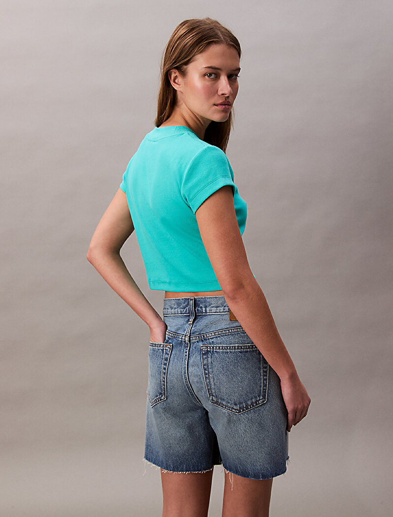 Calvin Klein Mavi Renkli Kadın Monogram Baby T-shirt