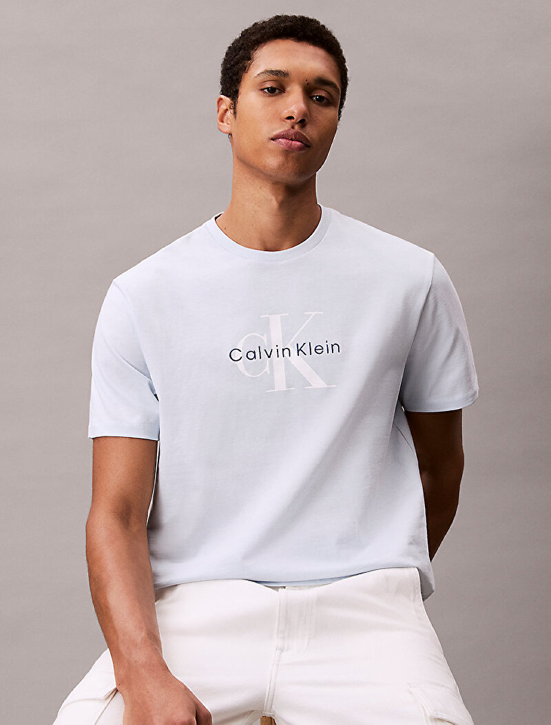 Calvin Klein Mavi Renkli Erkek Hero Monologo T-shirt