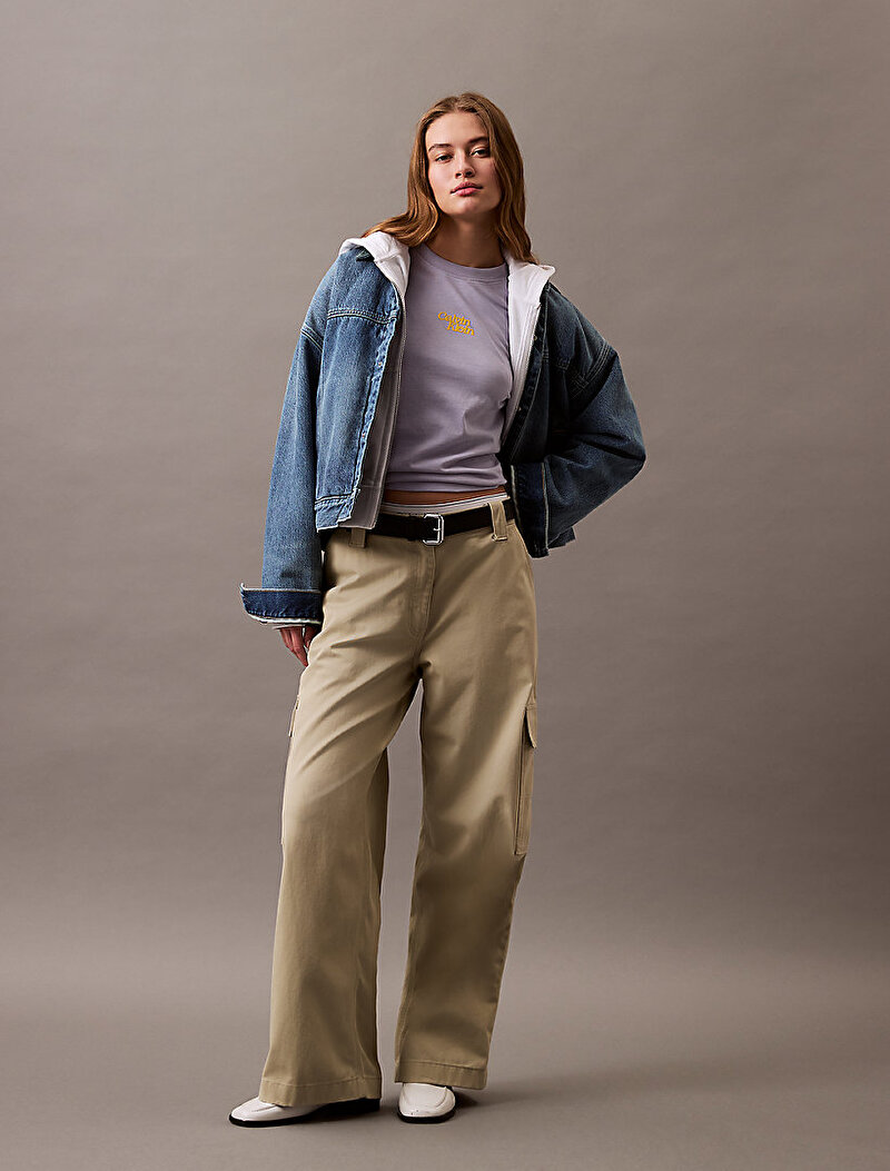 Calvin Klein Mor Renkli Kadın Flocked Logo T-shirt