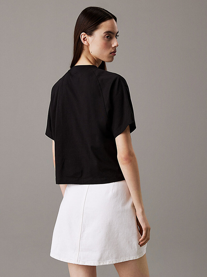 Calvin Klein Siyah Renkli Kadın Boxy CK Crest T-shirt