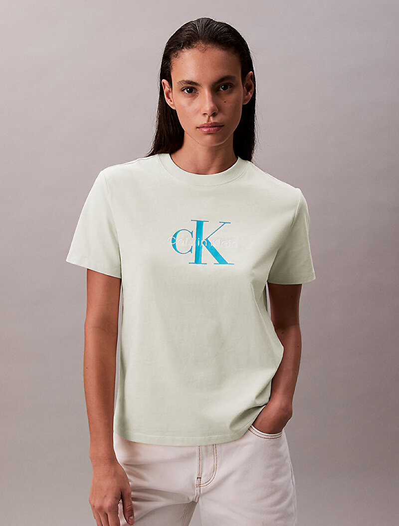 Calvin Klein Yeşil Renkli Kadın Hero Classic Mono T-shirt