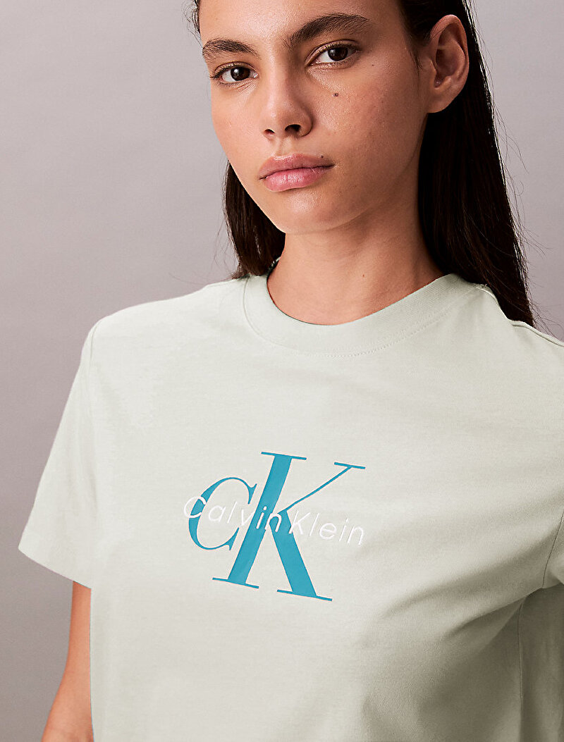 Calvin Klein Yeşil Renkli Kadın Hero Classic Mono T-shirt
