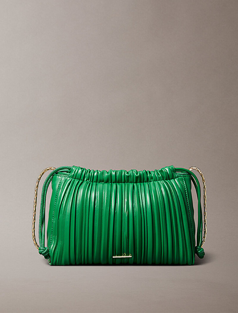 Kadın Drawstring Plisse Çapraz Çanta